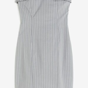 H&M Strapless Gray Pinstripe Dress